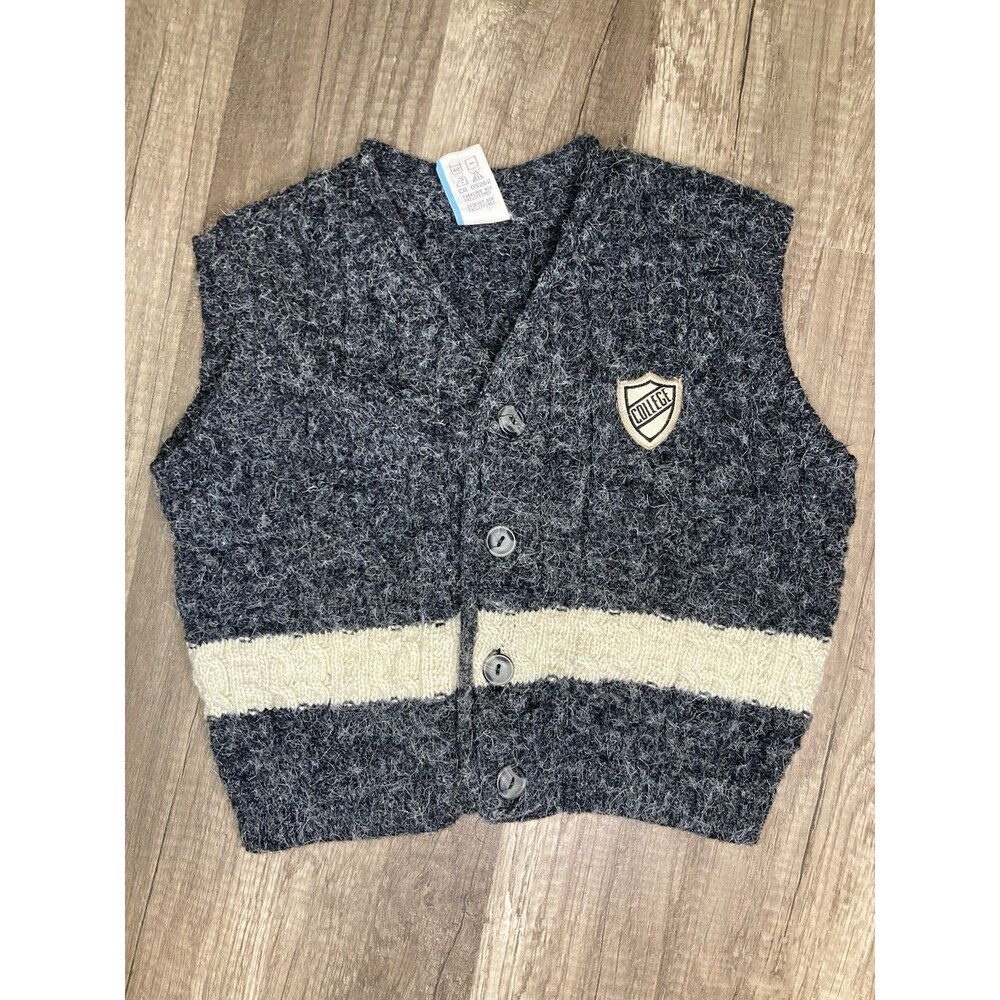 Vintage Toddler Boys Girls Sweater Vest Button Up Size 3T College Prep Preppy